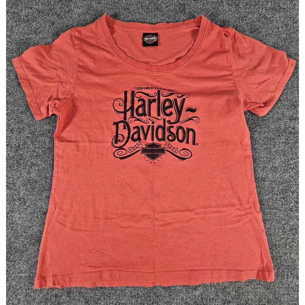 Harley-Davidson Shirt Womens XL Red Laconia New Hampshire Motorcycle Graphic Tee